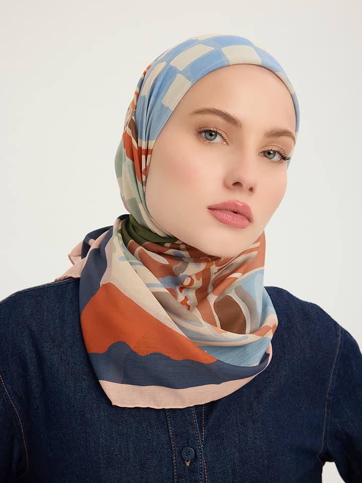 Schaless Pastel Yolculuk Pudra Efilia Desenli Eşarp 70x190 cm