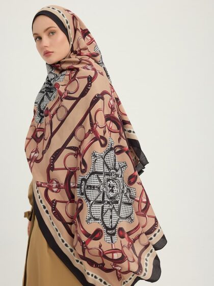 Süvarinin Arması Bordo Vierra Desenli Viskon Şal 70x190 cm