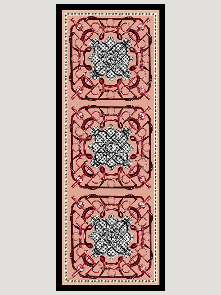 Süvarinin Arması Bordo Vierra Desenli Viskon Şal 70x190 cm