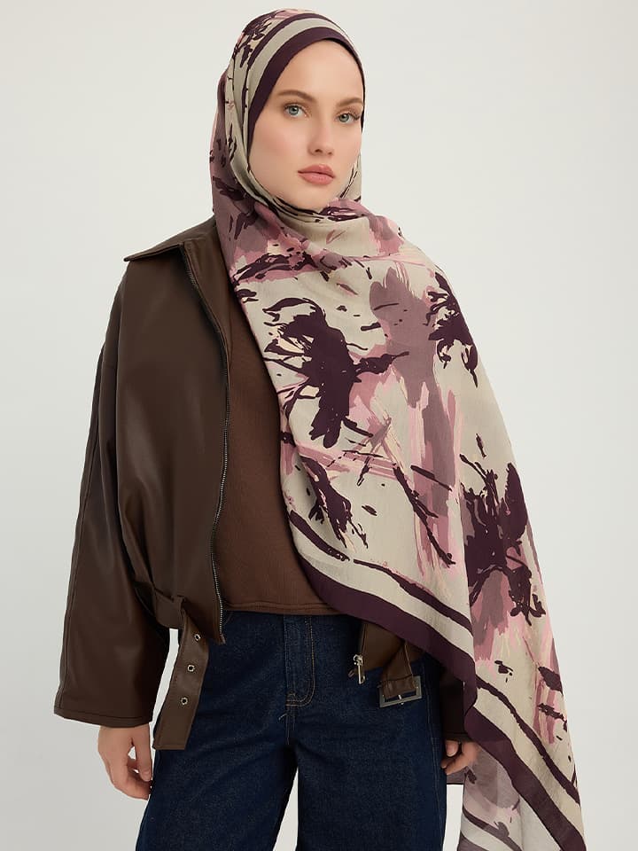 Özgür Fırçalar Camel Vierra Desenli Şal 70x190 cm