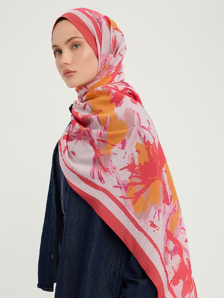 Özgür Fırçalar Nar Çiçeği Vierra Desenli Şal 70x190 cm