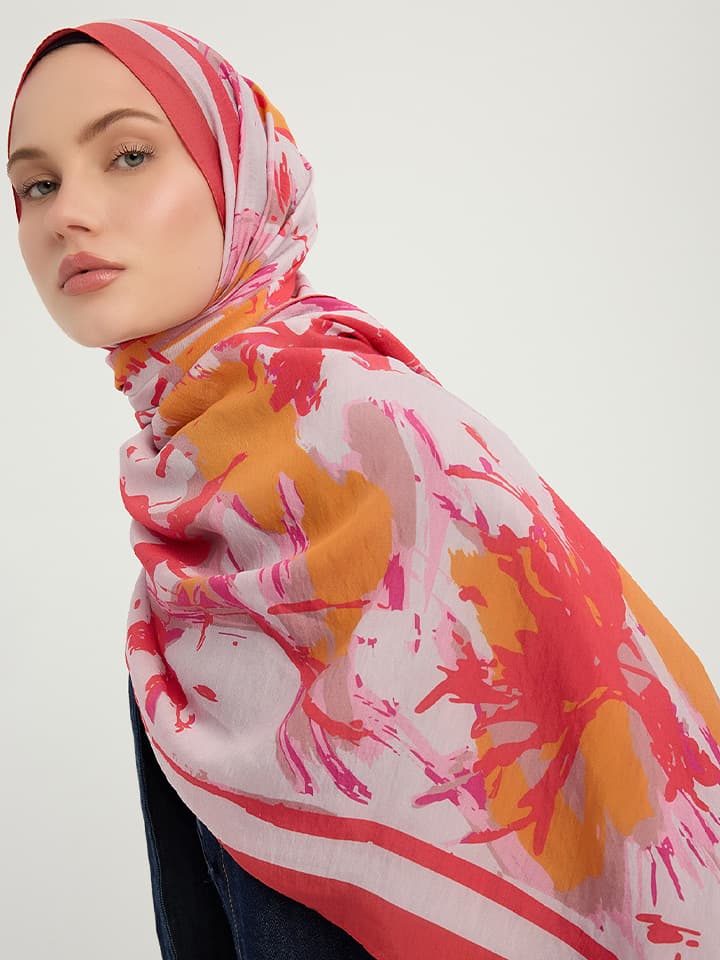 Özgür Fırçalar Nar Çiçeği Vierra Desenli Şal 70x190 cm