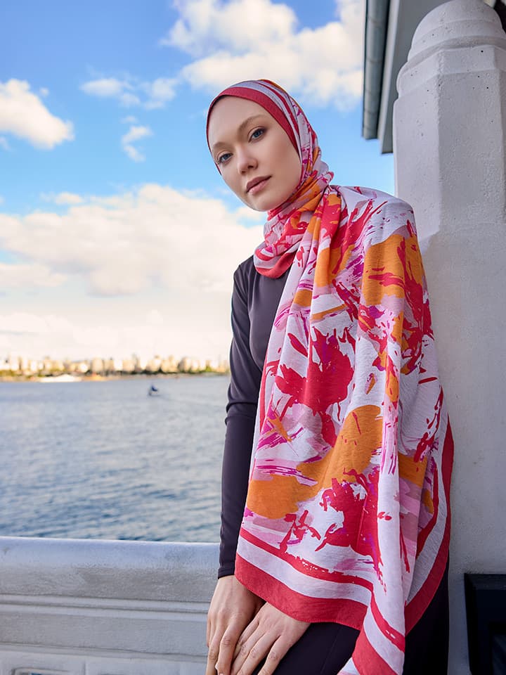 Özgür Fırçalar Nar Çiçeği Vierra Desenli Şal 70x190 cm