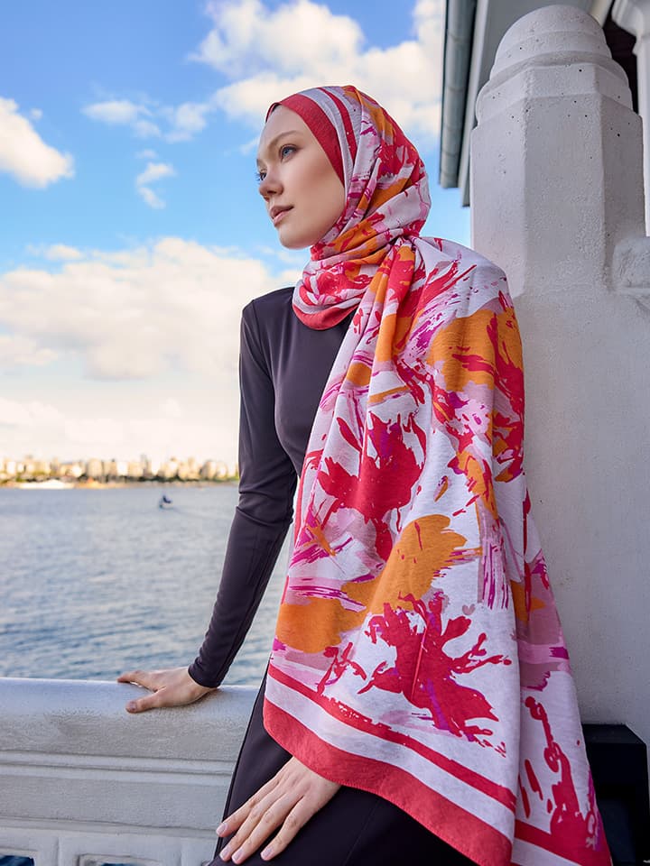 Özgür Fırçalar Nar Çiçeği Vierra Desenli Şal 70x190 cm