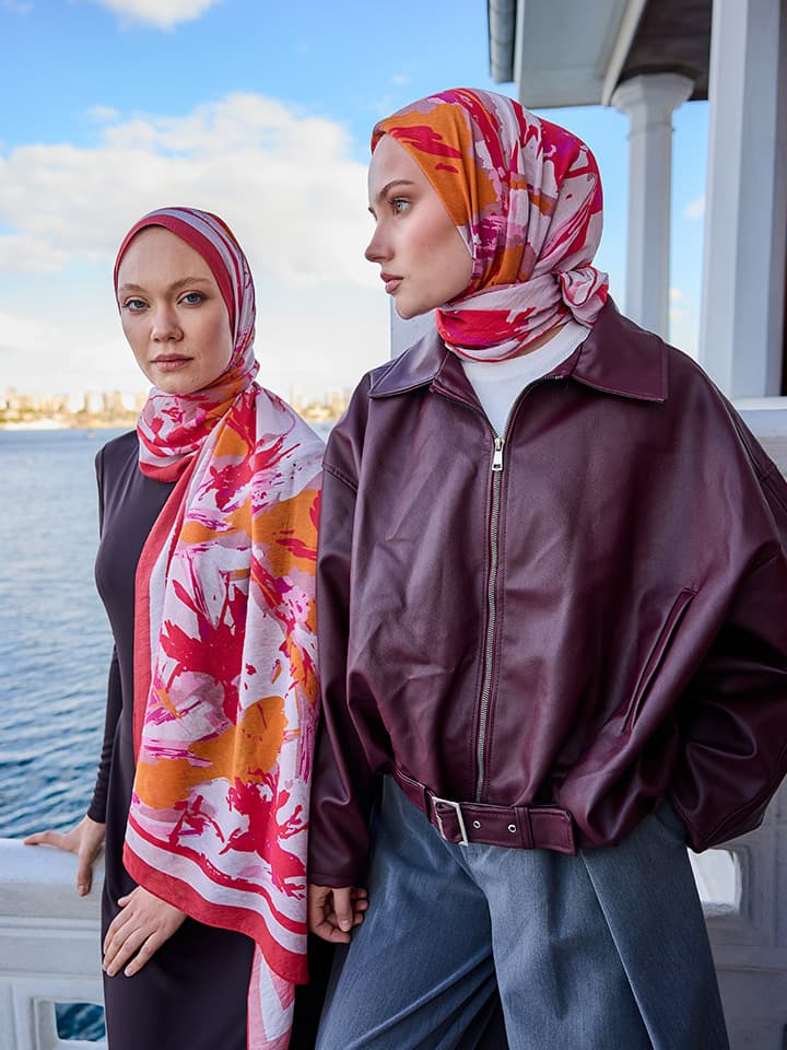 Özgür Fırçalar Nar Çiçeği Vierra Desenli Şal 70x190 cm