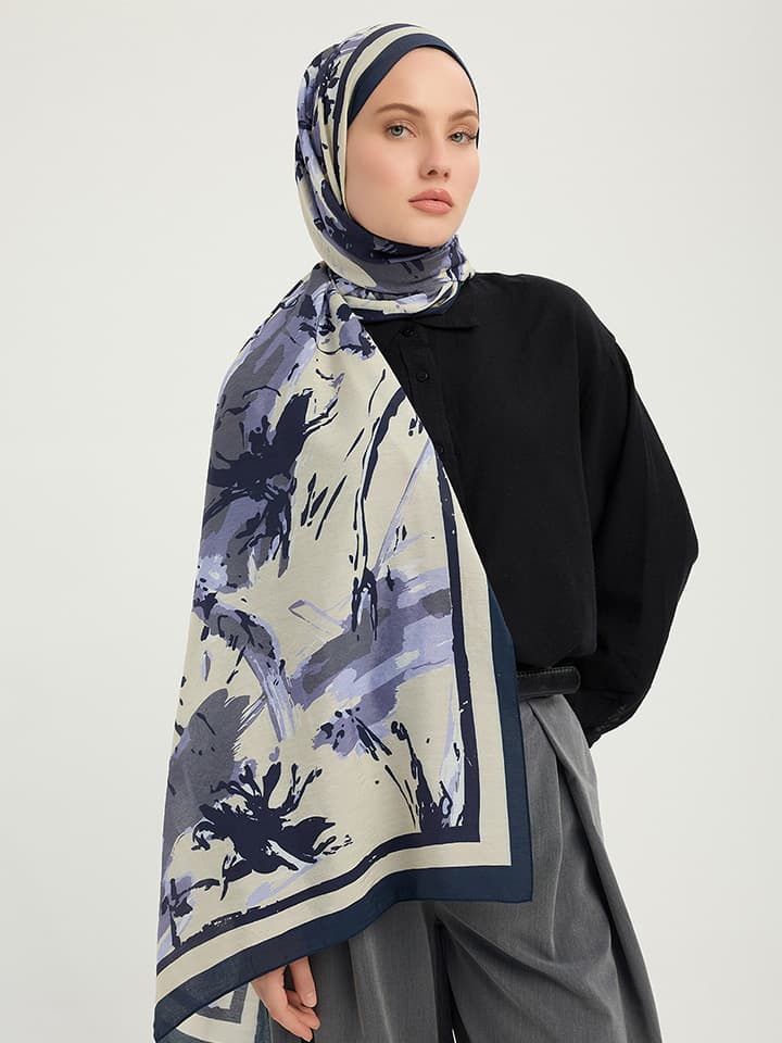 Özgür Fırçalar Mor Vierra Desenli Şal 70x190 cm