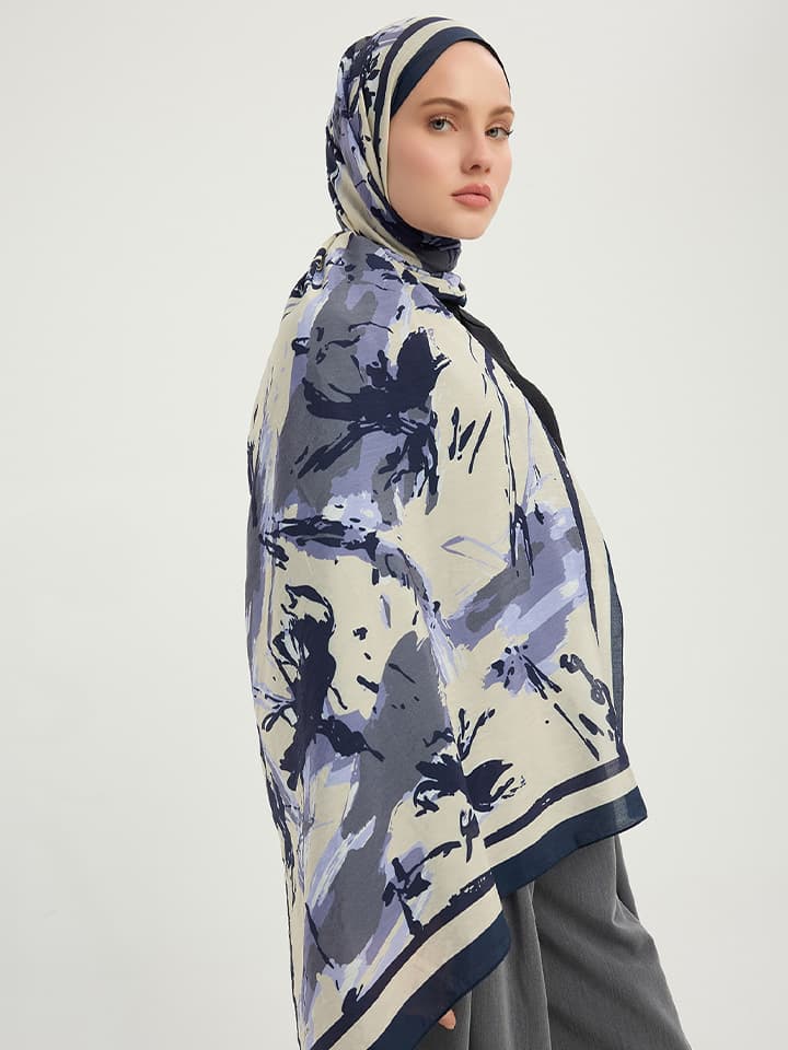 Özgür Fırçalar Mor Vierra Desenli Şal 70x190 cm