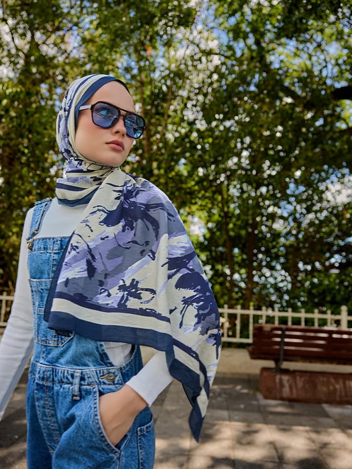 Özgür Fırçalar Mor Vierra Desenli Şal 70x190 cm