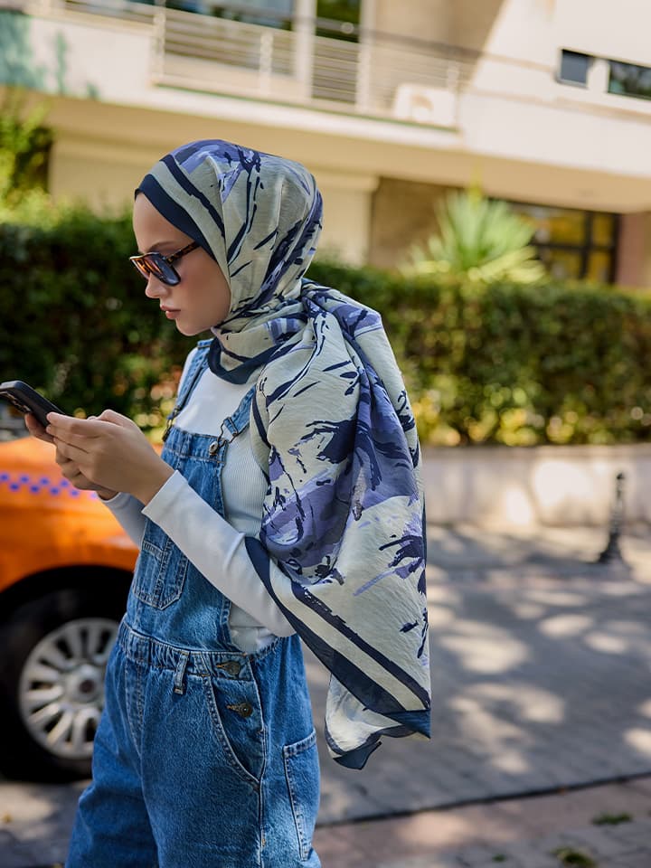 Özgür Fırçalar Mor Vierra Desenli Şal 70x190 cm