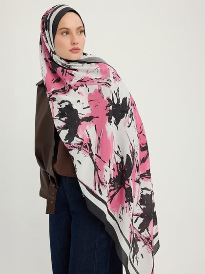 Özgür Fırçalar Pembe Vierra Desenli Şal 70x190 cm