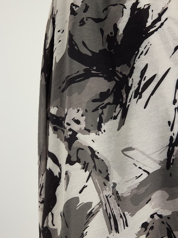 8695103021001-3 Özgür Fırçalar Gri Vierra Desenli Şal 70x190 cm