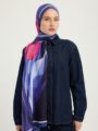 Schaless Işıklı Çiçekler Mor Vierra Desenli Viskon Şal 70x190 cm