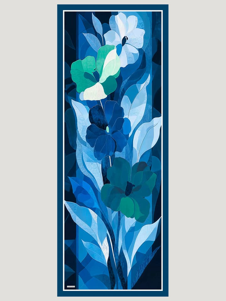 Işıklı Çiçekler Mavi Vierra Desenli Viskon Şal 70x190 cm