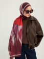 Işıklı Çiçekler Bordo Vierra Desenli Viskon Şal 70x190 cm