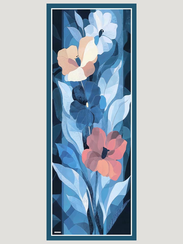 Işıklı Çiçekler Turkuaz Vierra Desenli Viskon Şal 70x190 cm