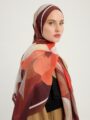 Işıklı Çiçekler Tarçın Vierra Desenli Viskon Şal 70x190 cm