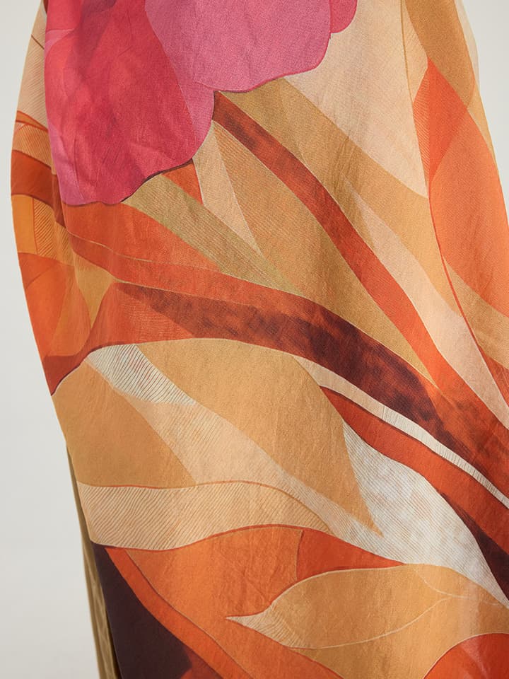 Işıklı Çiçekler Tarçın Vierra Desenli Viskon Şal 70x190 cm