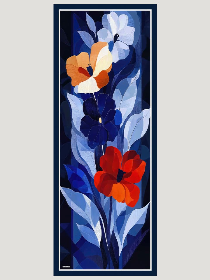 Işıklı Çiçekler Lacivert Vierra Desenli Viskon Şal 70x190 cm