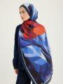 Schaless Işıklı Çiçekler Lacivert Vierra Desenli Viskon Şal 70x190 cm
