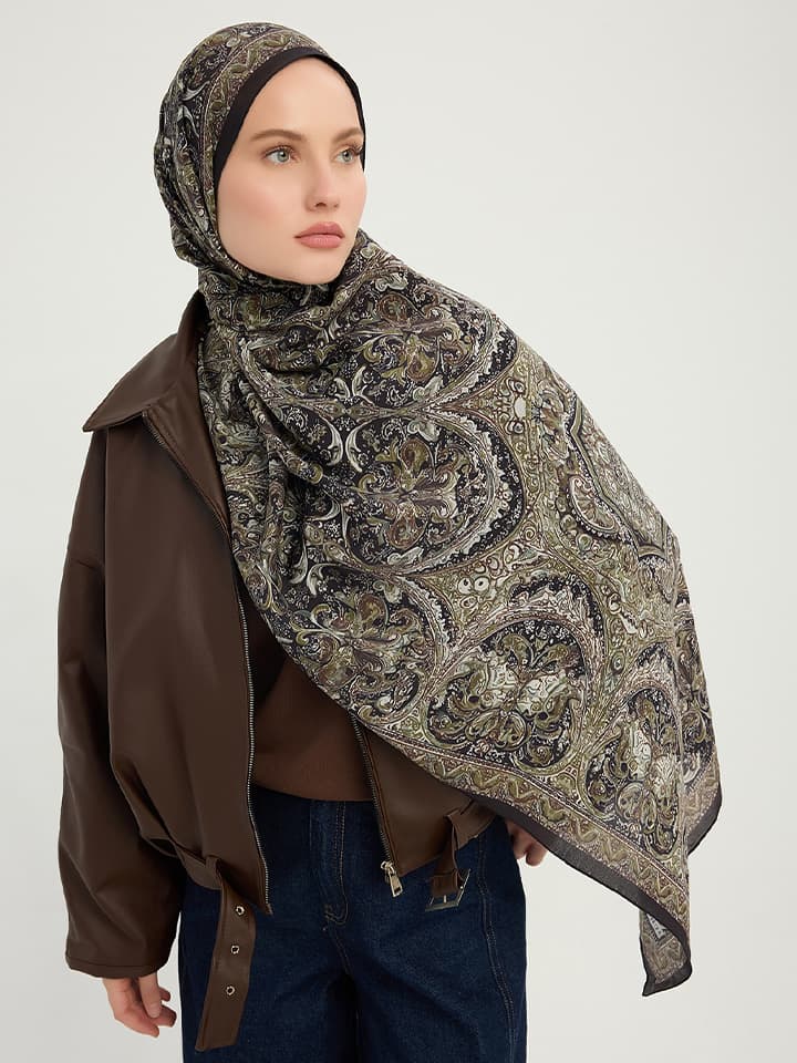 Ebedi Saraylar Vizon Vierra Desenli Viskon Şal 70x190 cm