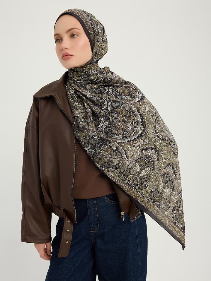 Ebedi Saraylar Vizon Vierra Desenli Viskon Şal 70x190 cm
