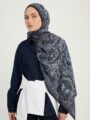 Ebedi Saraylar Lacivert Vierra Desenli Viskon Şal 70x190 cm