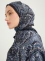 Ebedi Saraylar Lacivert Vierra Desenli Viskon Şal 70x190 cm