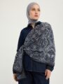 Schaless Ebedi Saraylar Lacivert Vierra Desenli Viskon Şal 70x190 cm