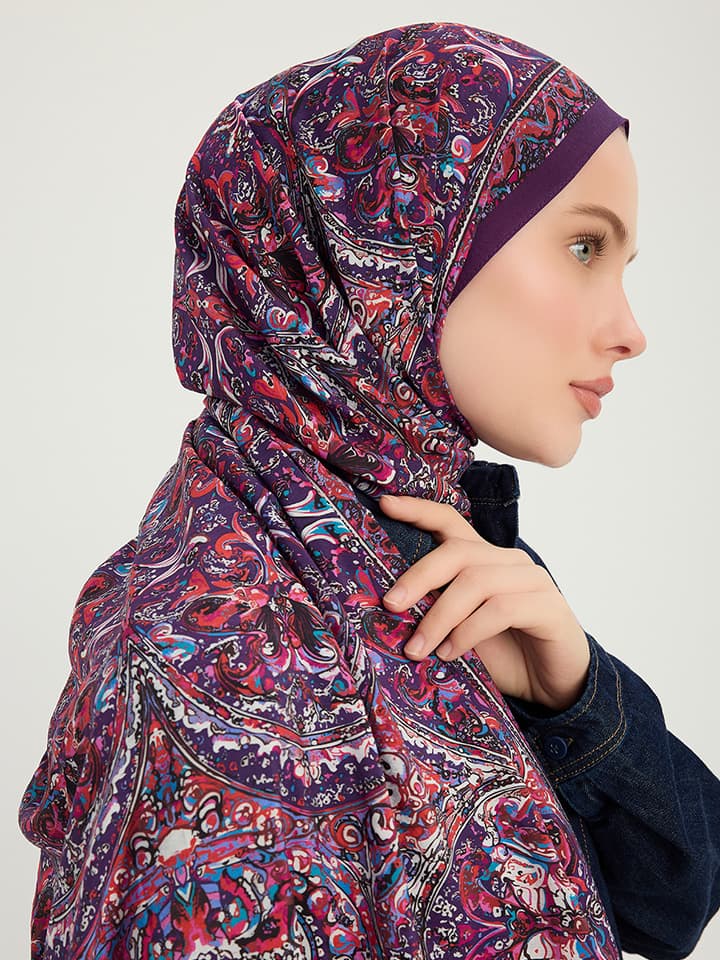 Ebedi Saraylar Fuşya Vierra Desenli Viskon Şal 70x190 cm
