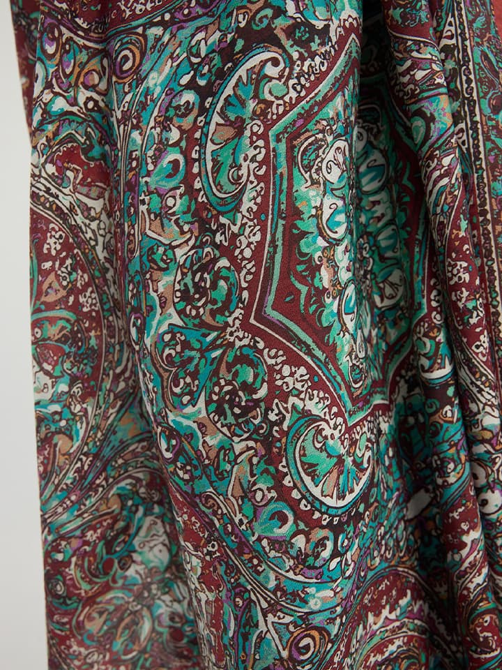 8695103042105-2 Kiremit Vierra Desenli Viskon Şal 70x190 cm