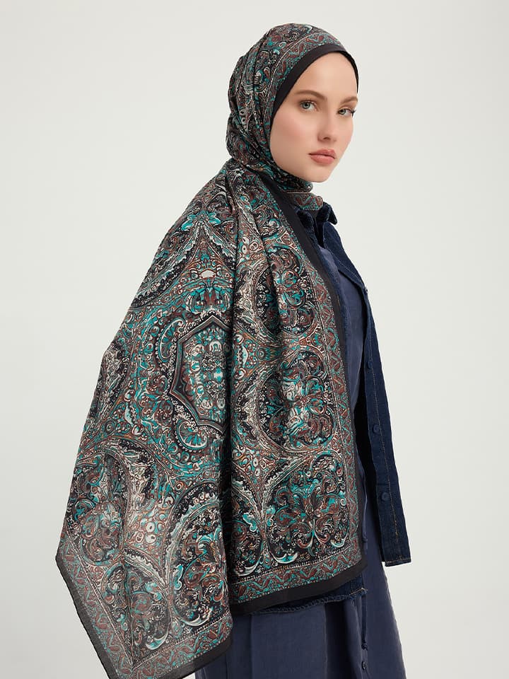 Ebedi Saraylar Kahverengi Vierra Desenli Viskon Şal 70x190cm