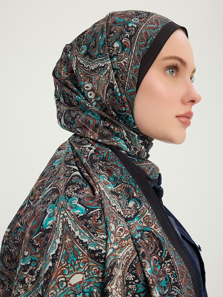 Ebedi Saraylar Kahverengi Vierra Desenli Viskon Şal 70x190cm