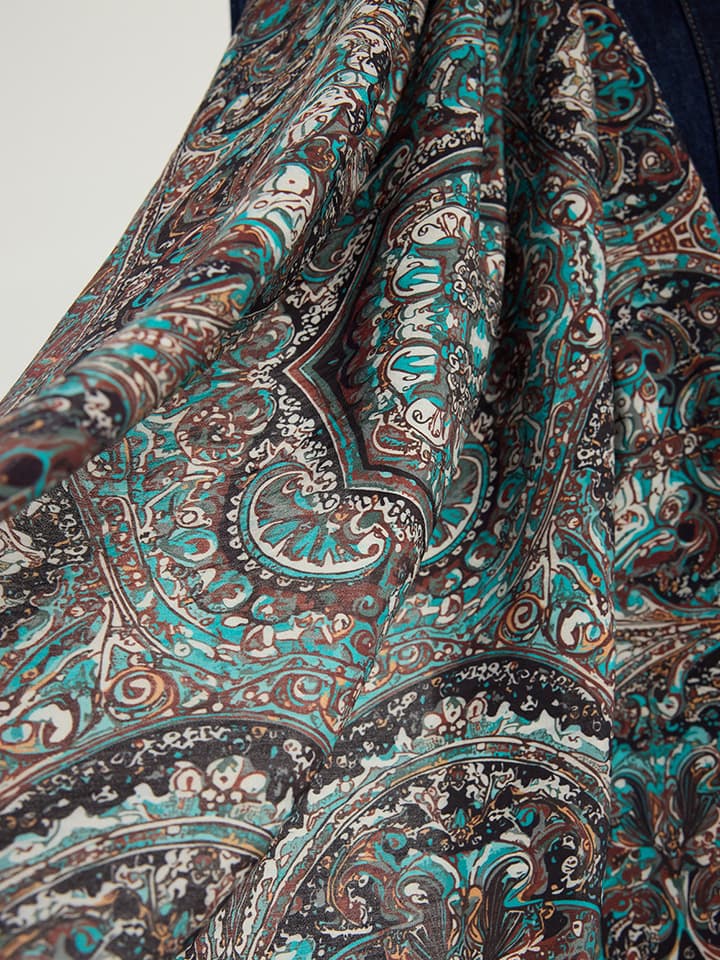 Ebedi Saraylar Kahverengi Vierra Desenli Viskon Şal 70x190cm