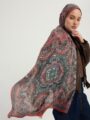 Ebedi Saraylar Koyu Bordo Vierra Desenli Şal 70x190 cm