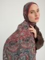 Ebedi Saraylar Koyu Bordo Vierra Desenli Şal 70x190 cm