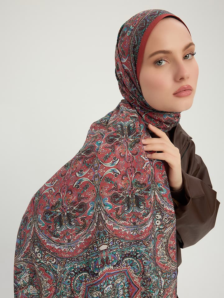 Ebedi Saraylar Koyu Bordo Vierra Desenli Şal 70x190 cm