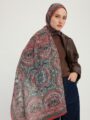 Ebedi Saraylar Koyu Bordo Vierra Desenli Şal 70x190 cm