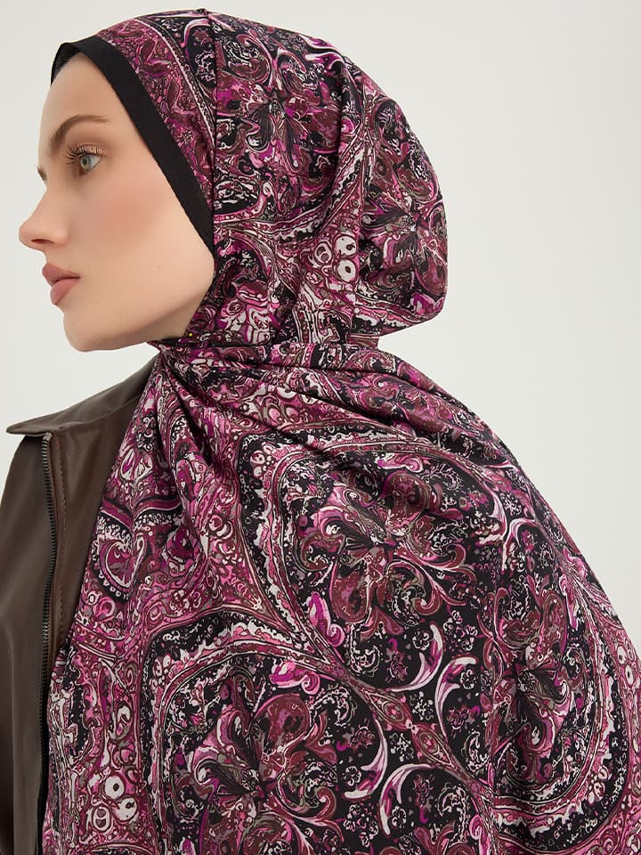 Ebedi Saraylar Vişne Vierra Desenli Viskon Şal 70x190 cm