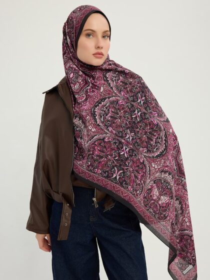 Ebedi Saraylar Vişne Vierra Desenli Viskon Şal 70x190 cm