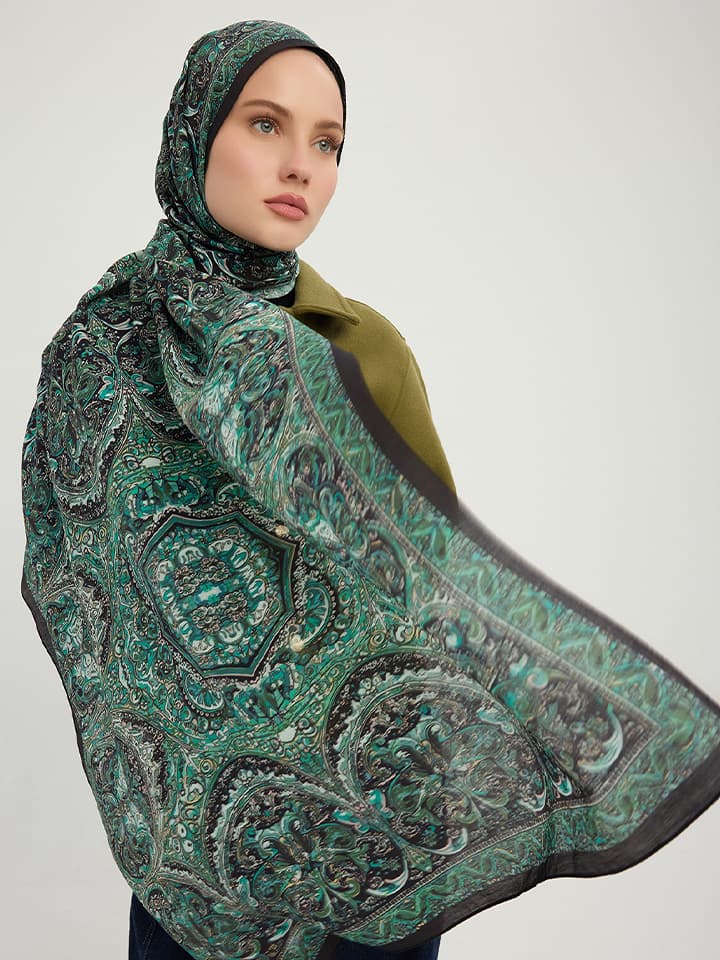 Ebedi Saraylar Zümrüt Vierra Desenli Viskon Şal 70x190 cm