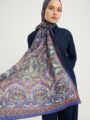 Ebedi Saraylar İndigo Vierra Desenli Viskon Şal 70x190 cm