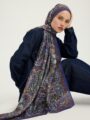 Ebedi Saraylar İndigo Vierra Desenli Viskon Şal 70x190 cm