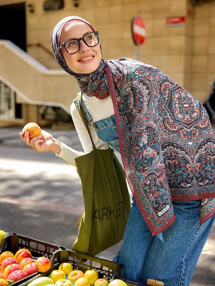 Ebedi Saraylar Bordo Vierra Desenli Viskon Şal 70x190 cm