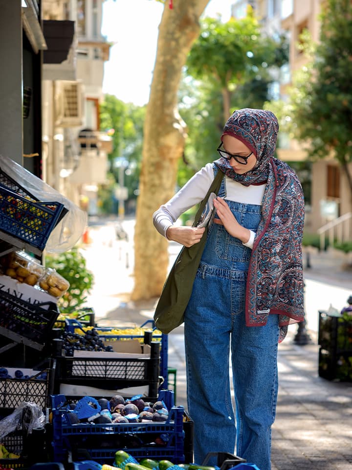 Ebedi Saraylar Bordo Vierra Desenli Viskon Şal 70x190 cm