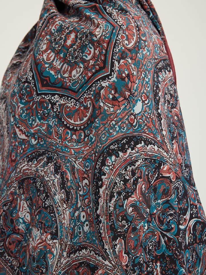 Ebedi Saraylar Bordo Vierra Desenli Viskon Şal 70x190 cm