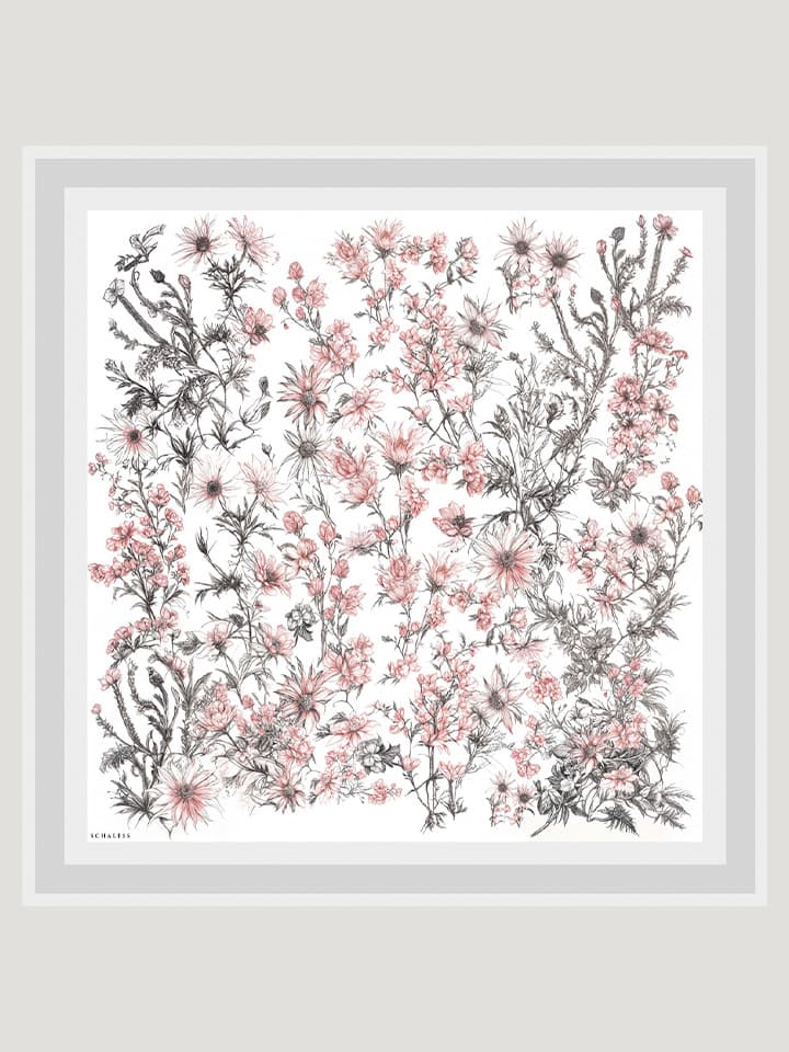 Sessiz Botanik Açık Gri Vierra Desenli Viskon Eşarp 90x90 cm