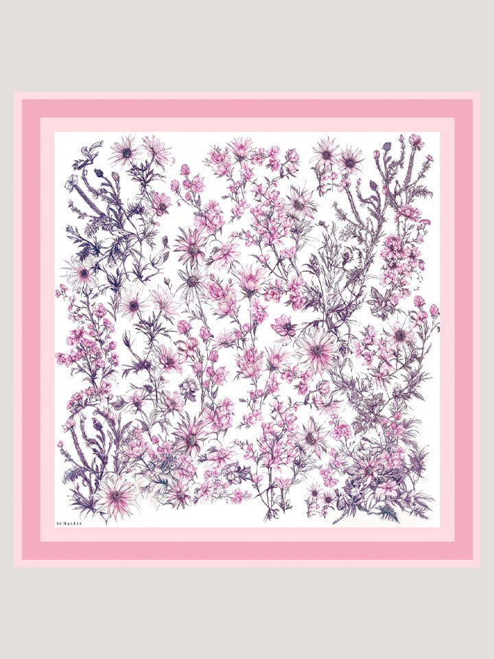 Sessiz Botanik Pudra Vierra Desenli Viskon Eşarp 90x90 cm