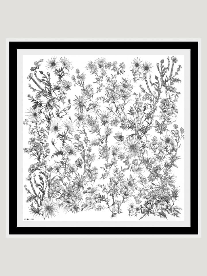 Sessiz Botanik Gri Vierra Desenli Viskon Şal 90x90 cm