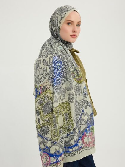 Sonsuz Aşk Yeşil Efilia Desenli Şal 70x190 cm
