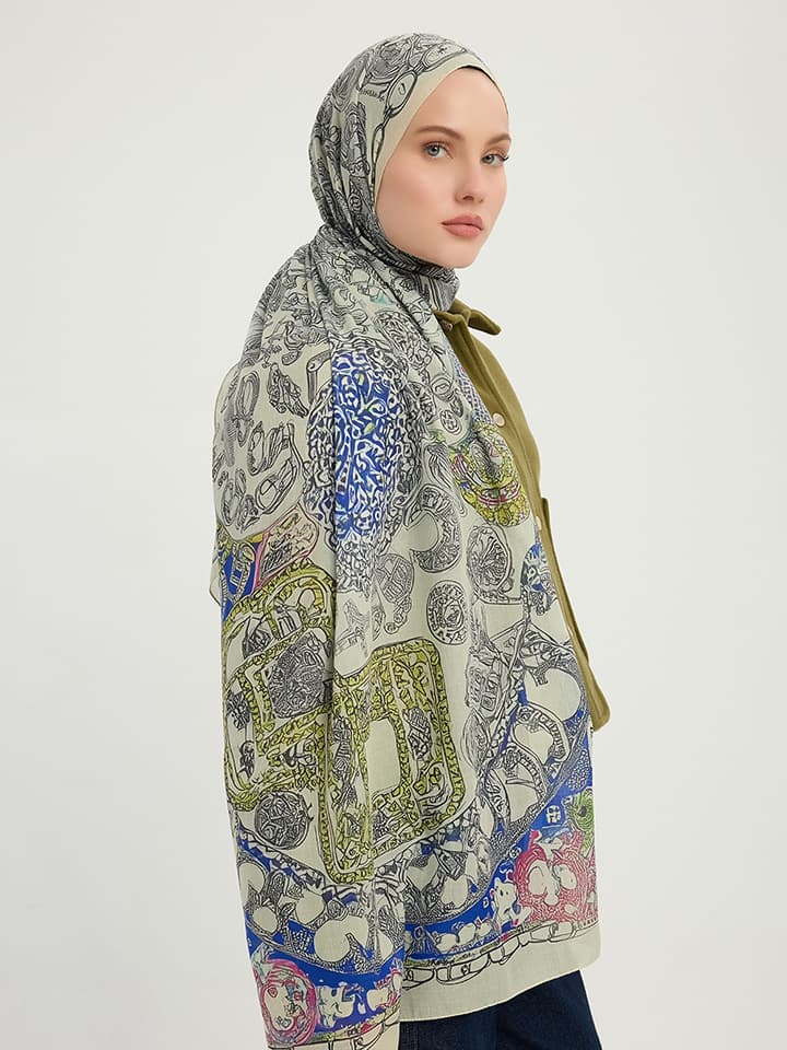 Sonsuz Aşk Yeşil Efilia Desenli Şal 70x190 cm